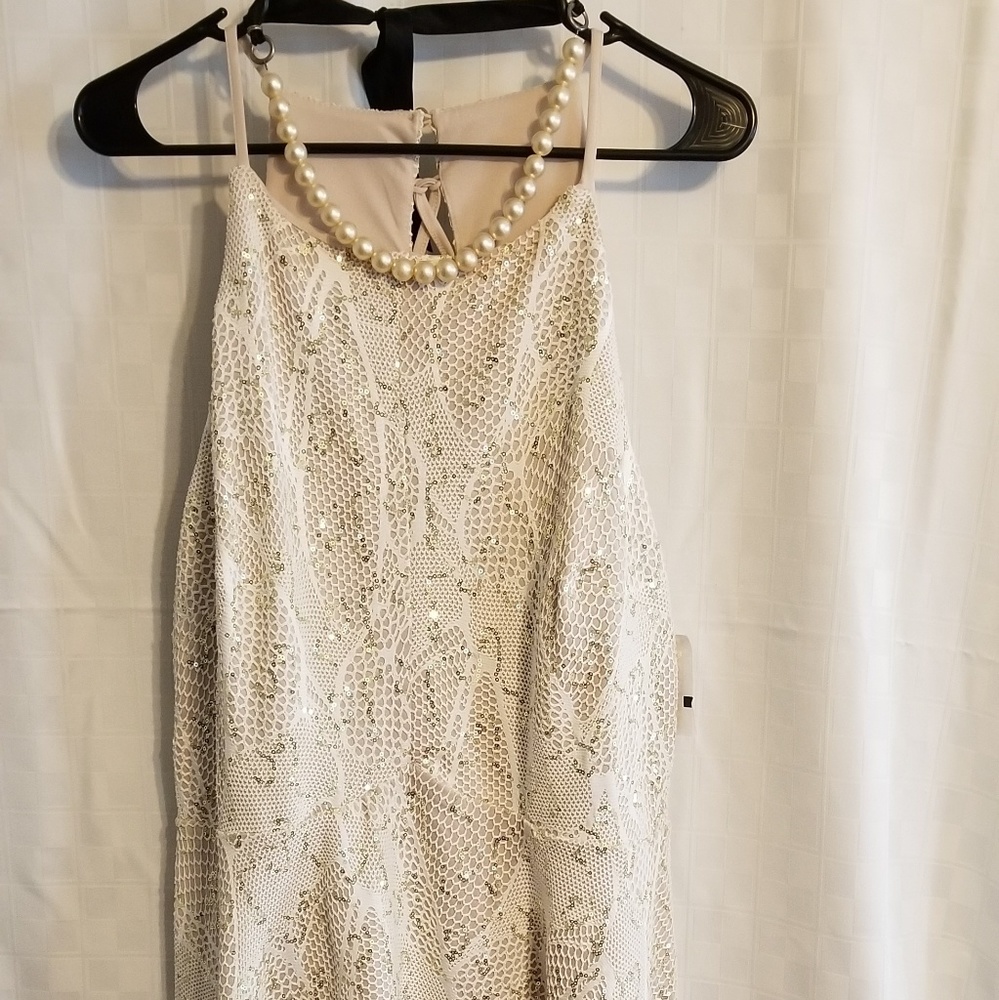 Bailey Blue Crochet & Sequin Dress NWT